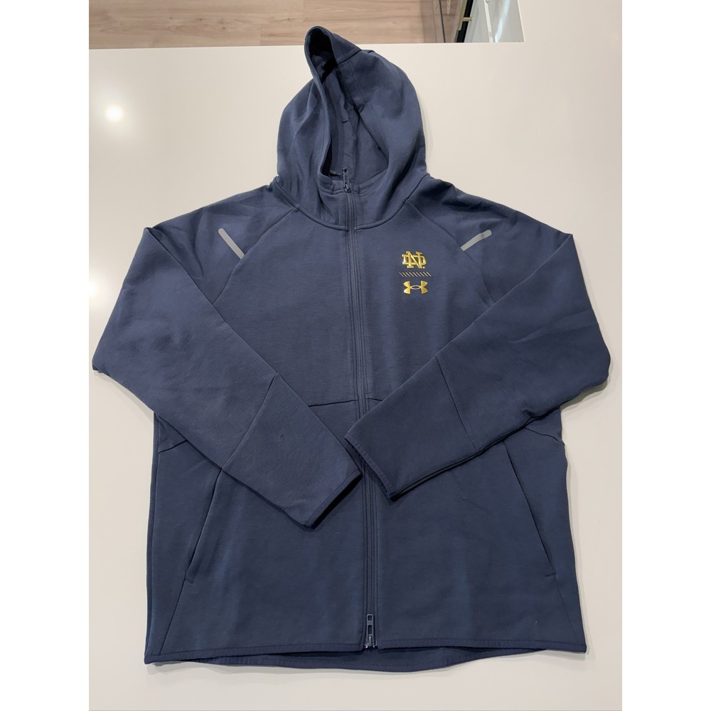 Under Armour Notre Dame Men's Full Zip Hoodie Blue Size L UM8048 Reflective